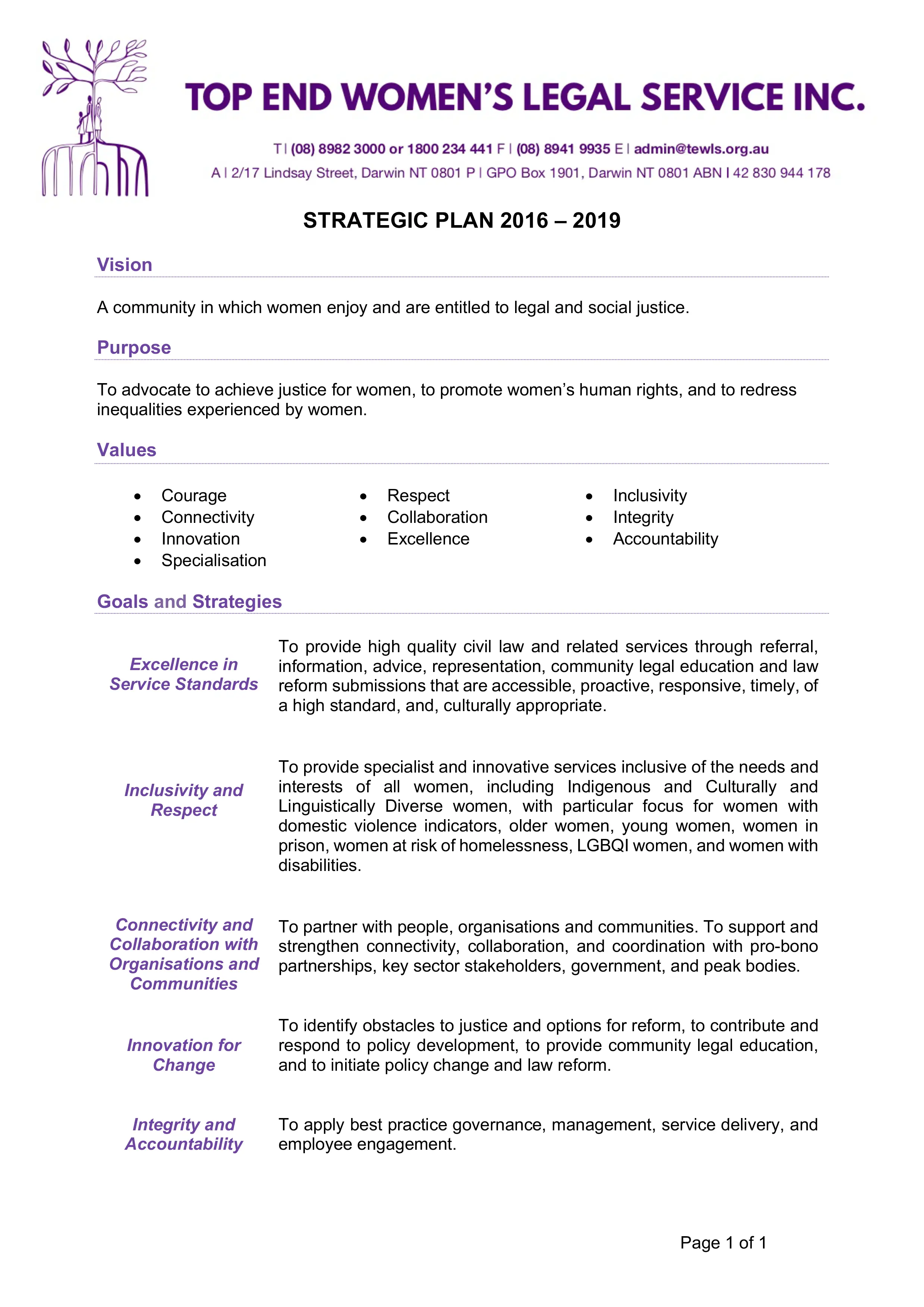 Tewls Strategic Plan 2016 2019